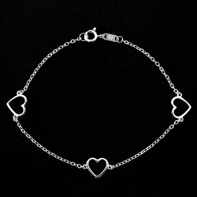 Pulseira de Prata 925 Linhas do Coração 14/20cm