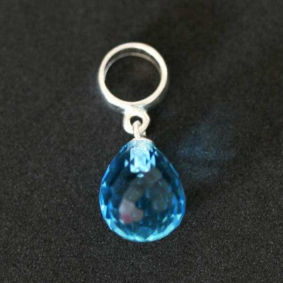 Pingente Prata 925 Gota Pedra Azul para Pulseira Momentos de Vida