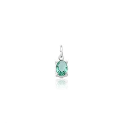 Pingente de Prata 925 Oval Turmalina Paraiba