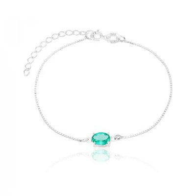 Pulseira de Prata 925 Chatao Oval Turmalina Paraiba 18cm